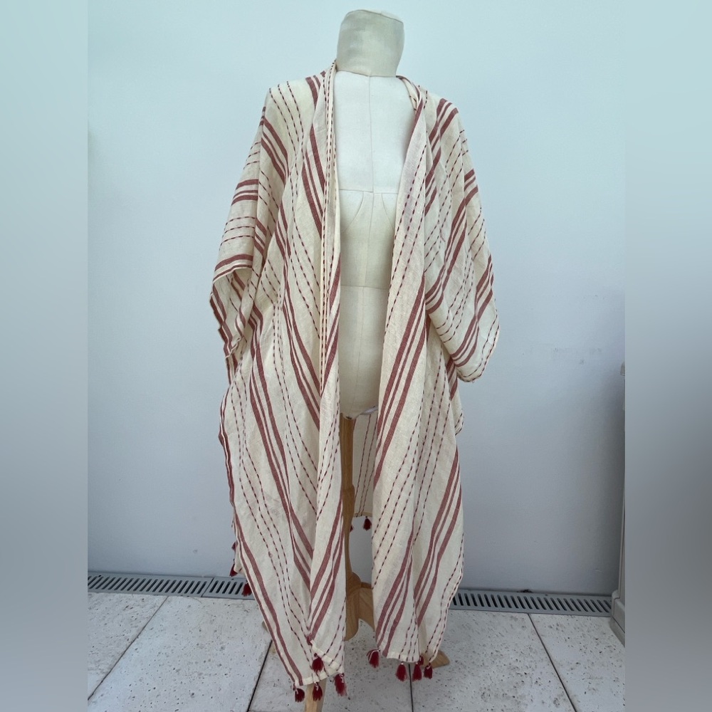 Francesca’s Striped Cream and Red Robe